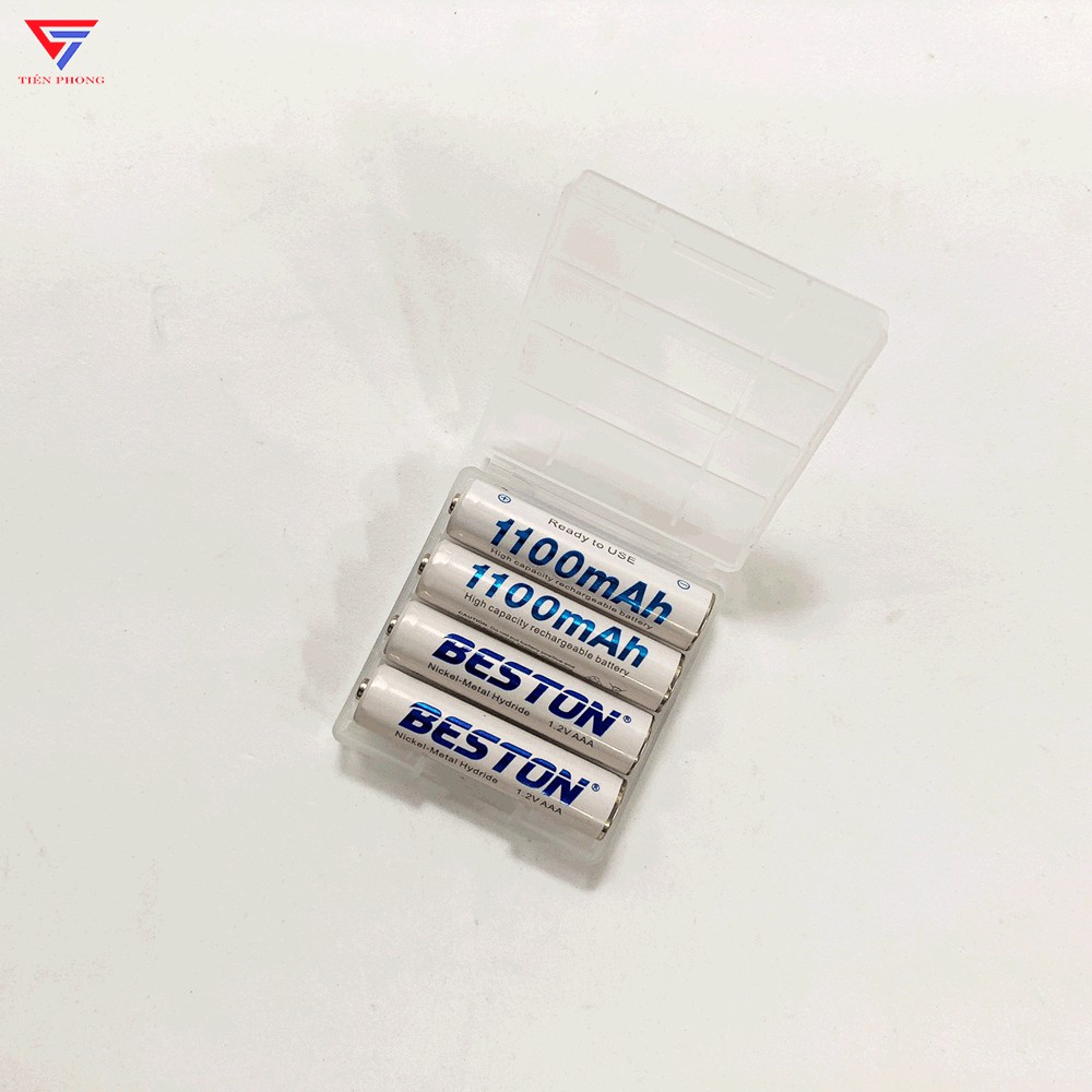 Combo 4 Pin Sạc AAA Beston 1100mAh - Kèm Hộp Nhựa Đựng Pin