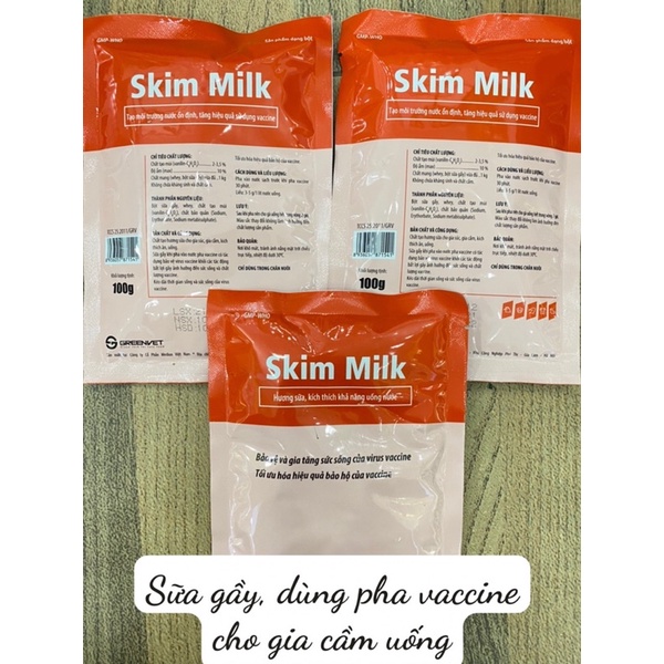 1 gói sữa SKIM MILK Sữa gầy, dùng pha vaccine cho gia cầm uống