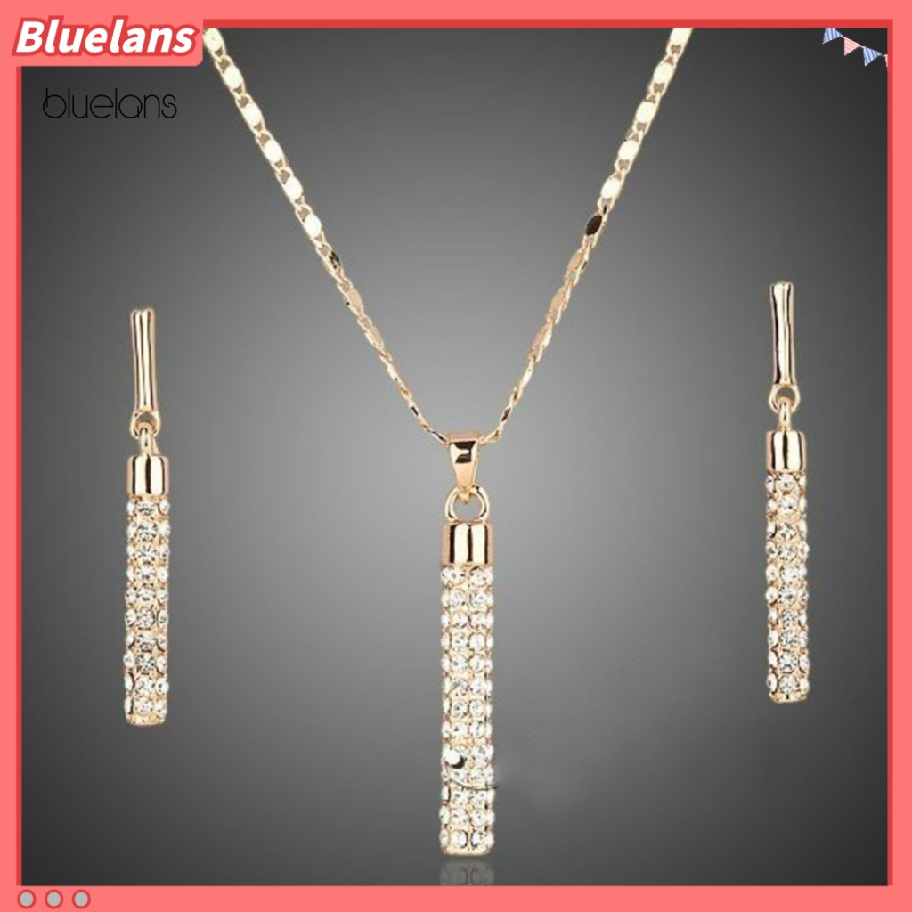 Bộ Vòng cổ + Bông Tai Đính Đá Lấp Lánh Thời Trang Sang Trọng Cho Nữ