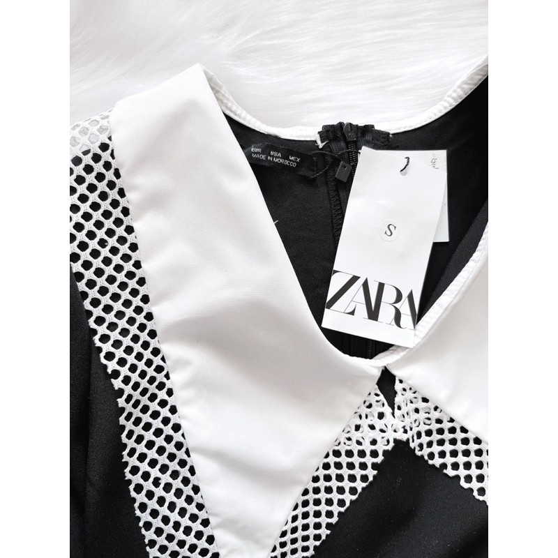 VNU276 - VÁY ĐEN XOÈ PHỐI CỔ TRẮNG VIỀN REN | BigBuy360 - bigbuy360.vn