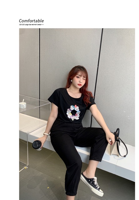Quần thun màu đen big size ống nhỏ size đại 65-105kg