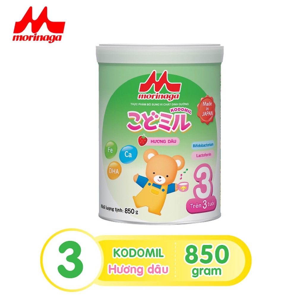 Xã hàng - Sữa Morinaga Số 3 Kodomil Hương Dâu 216G và  850g - PP chính hãng