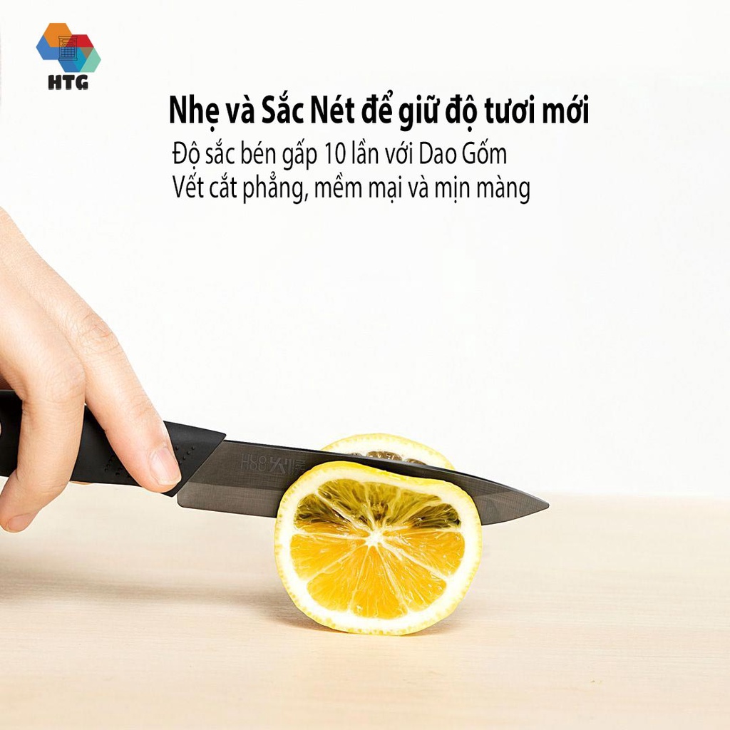 Bộ 4 Dao Nhiệt Gốm Nano Chống Dính Cắt Lát Thịt Cá, Trái Cây, Hoa Quả Xiaomi Huohou Hu0010 Hàng Chính Hãng