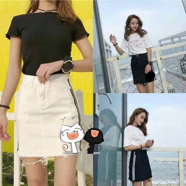 Chân Váy Kaki Jean Chạy Sọc Có Quần Trong Hàng Cao Cấp | BigBuy360 - bigbuy360.vn
