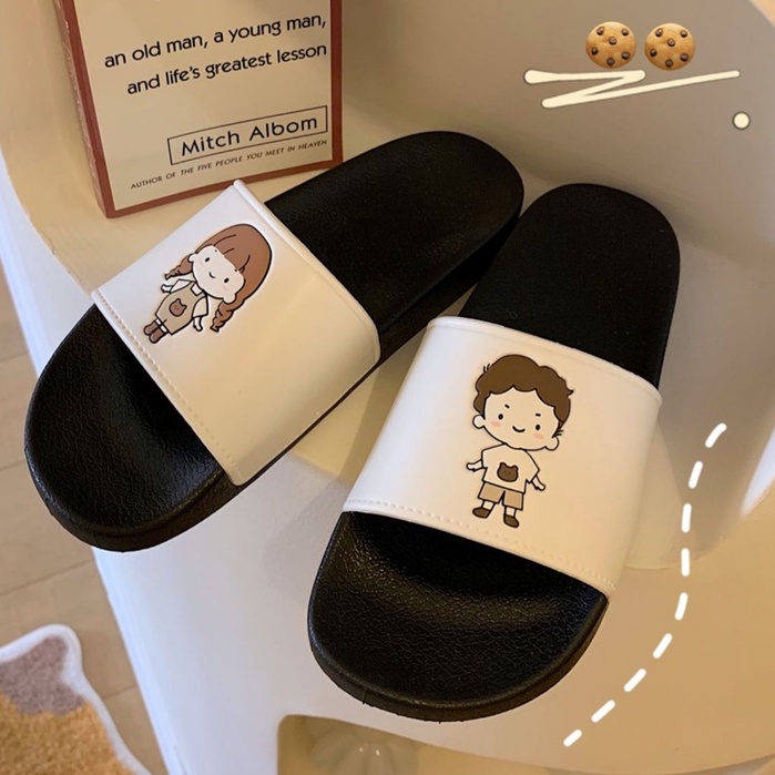 Dép bánh mỳ quai ngang nữ hình Girl Boy siêu cute đáng yêu GB
