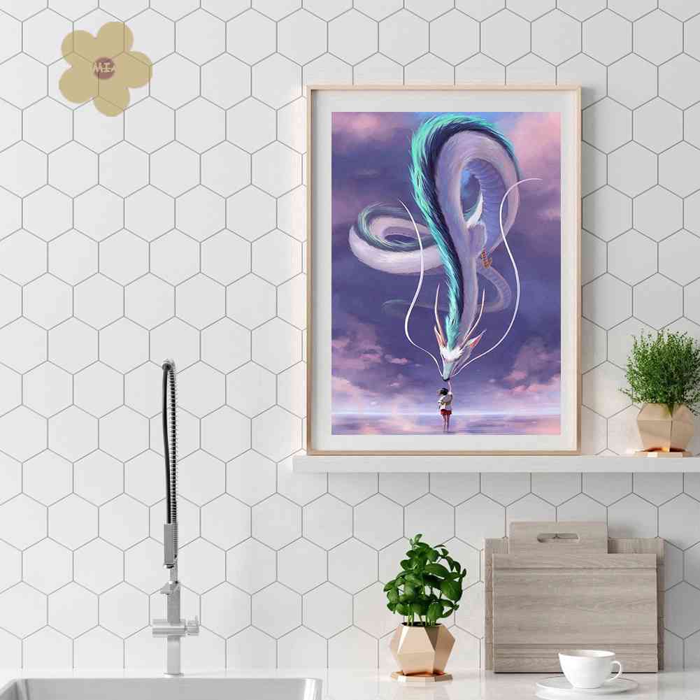 Bộ Tranh Đính Đá 5D DIY Hình Rồng Hoạt Hình Dùng Trang Trí Nhà