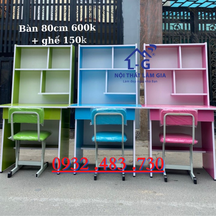 Bàn học sinh liền kệ giá rẻ 80cm, 1m, 1m2_ Tặng kèm hình dán sticker _Vận chuyển miễn phí HCM