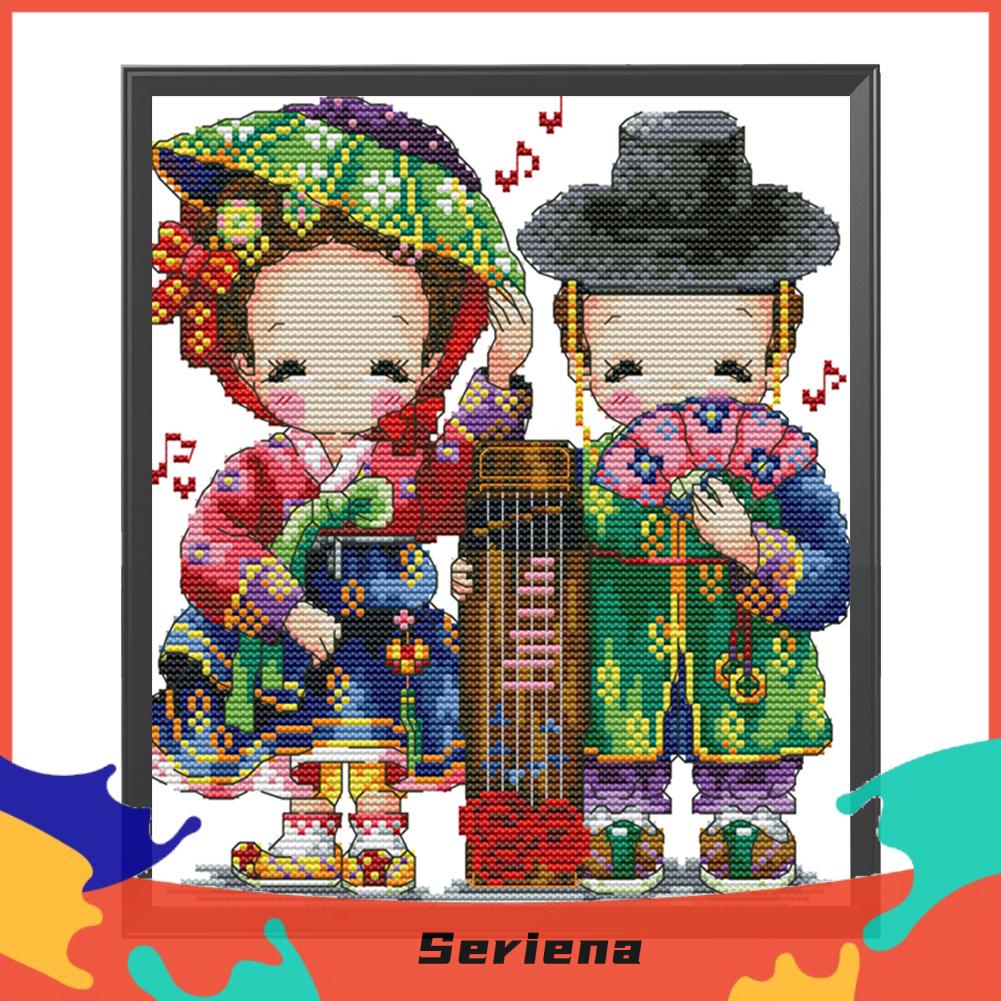 Tranh thêu chữ thập DIY 2 sợi cotton sinh học 14CT vải canvas hoạt hình thủ công dành cho trang trí nhà cửa