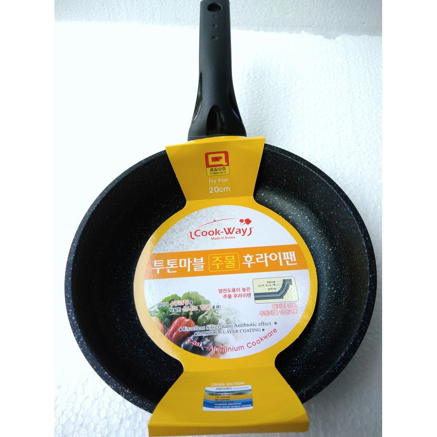 Chảo đá chống dính cạn CookWay Hàn Quốc SSFM4-20/22/24/26/28/30/32 (Size 20cm, 22cm, 24cm, 26cm, 28cm, 30cm, 32cm)