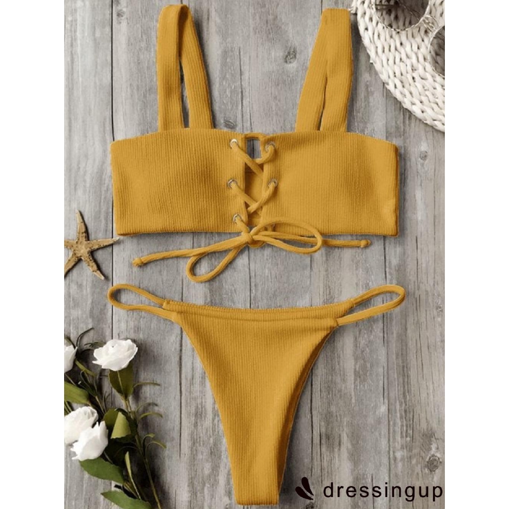 [Mã FAGREEN245 giảm 10% tối đa 30K đơn 99K] Bộ đồ bơi 2 mảnh hỗ trợ nâng ngực màu trơn quyến rũ cho nữ | BigBuy360 - bigbuy360.vn