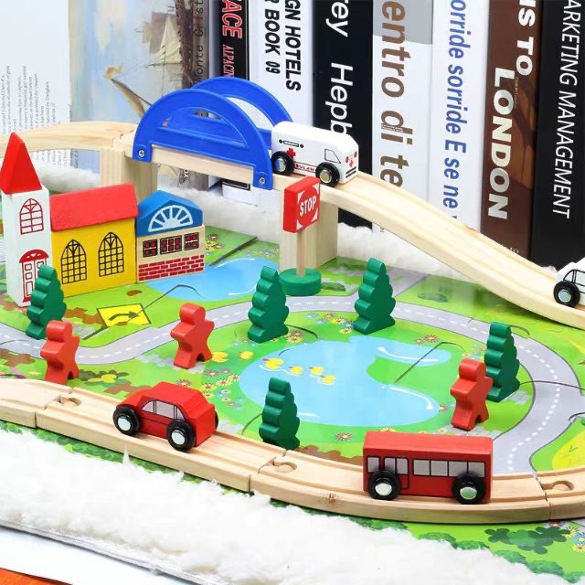Bộ đồ chơi mô hình công trình giao thông,đồ chơi thông minh, đồ chơi gỗ cho bé