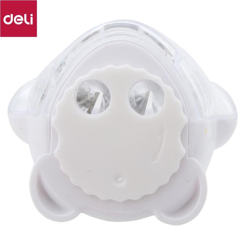 Gọt bút chì Deli - hình chim cánh cụt, 2 lỗ - Đen, Xanh, Trắng, Hồng - 1 cái E0563 [Deli]