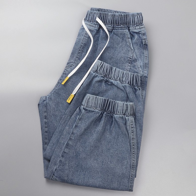 Quần Jeans Jogger Mùa Hè - Unisex -Có Dây Rút Cạp Chun