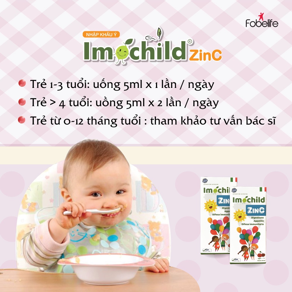 [Mã BMINC50 giảm 10% đơn 99K] Siro Giúp Trẻ Ăn Ngon Imochild ZinC Hấp Thụ Dưỡng Chất, Tăng Sức Đề Kháng (chai 100ml)