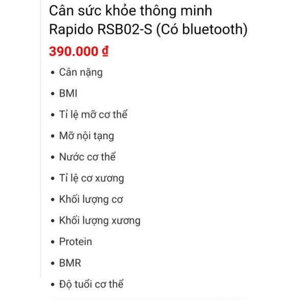 Cân sức khỏe điện tử RAPIDO RSB01-S/RSB02-S/RSB03-S 8chỉ số blutooth,BH 12 tháng