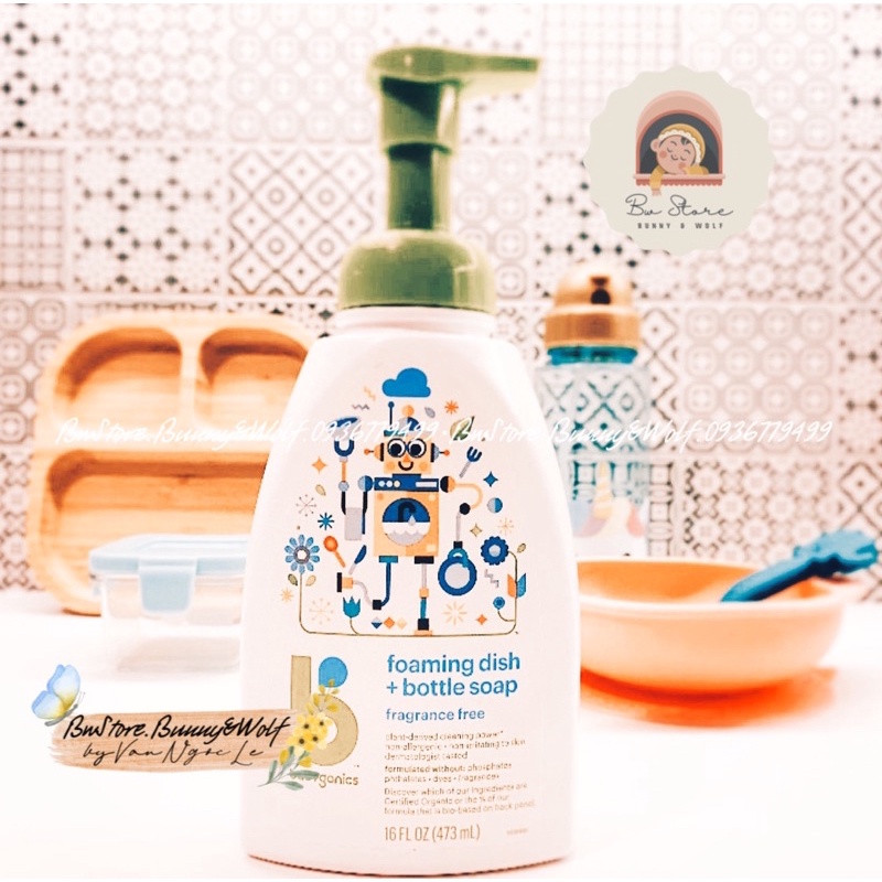 Nước Rửa Bình Sữa và Bát Đĩa BabyGanics Mỹ chai 473ml / 946ml