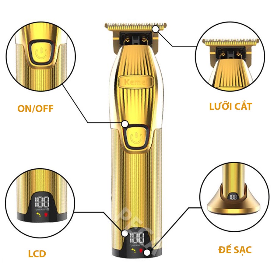 Combo Tông Đơ  Bấm Viền Kemei i32s Tặng Kèm áo Choàng Cắt Tóc Tiện Lợi, Freeship Toàn Quốc