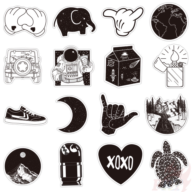 Set 50 Sticker Dán Hình Chữ Vsco