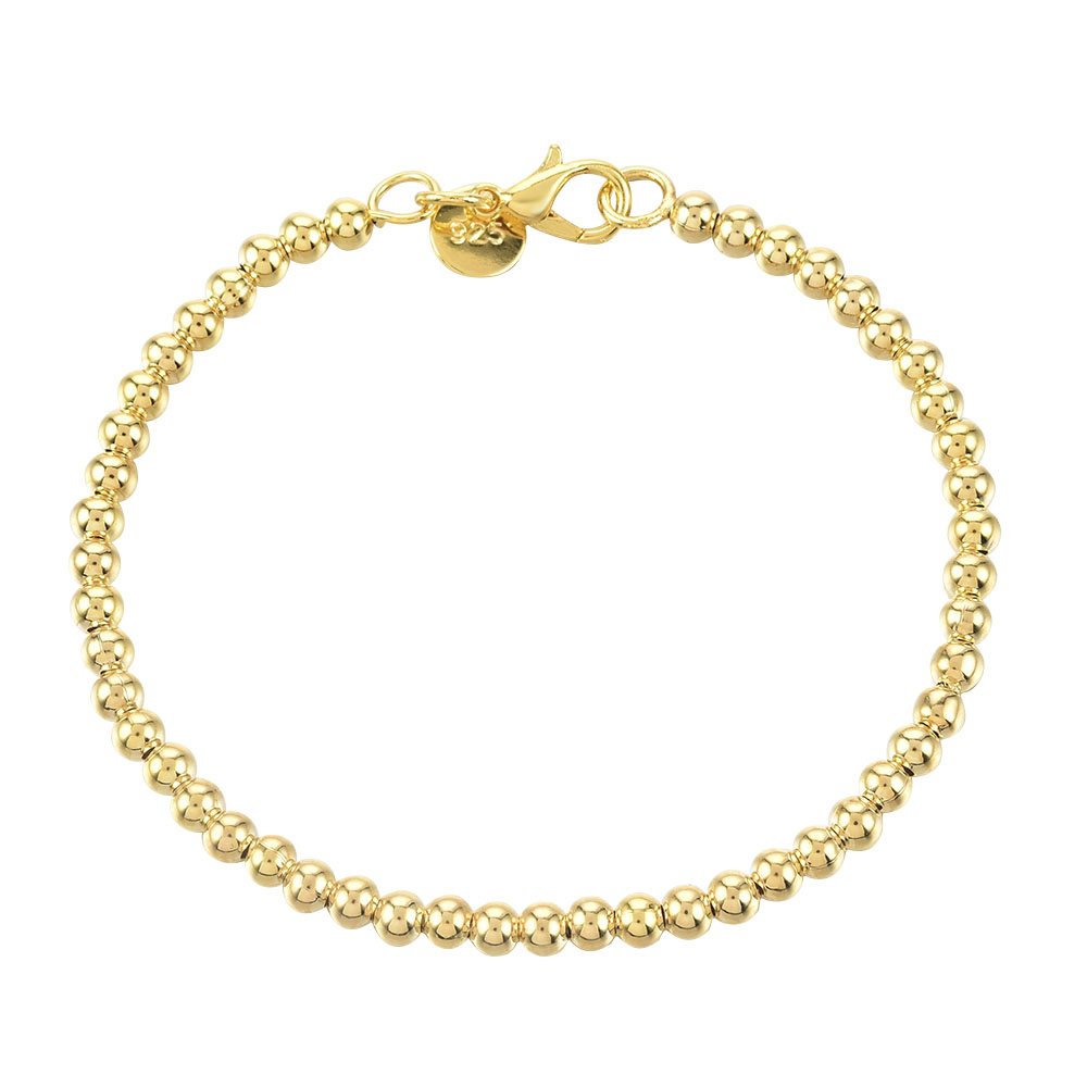 [sweet] woman fashion retro simple Gold Plated Classic Small Buddha Bead Bracelet 4mm Jewelry