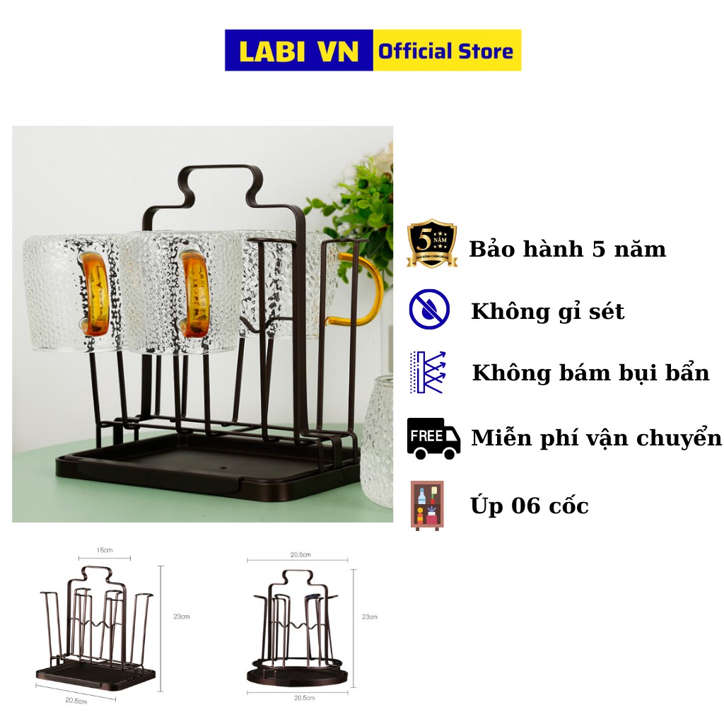 [Mã LTP50 giảm 50000 đơn 150000] Giá để cốc, ly LABI VN LB057, giá úp cốc - Bảo hành 05 năm trên toàn quốc