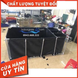 bồn bạt nuôi cá koi, bể bạt nuôi cá khung kim loại, hồ bạt nuôi cá,bể bạt nuôi dưỡng cá chia 3 ngăn lọc kt 3x2x0.8m ....