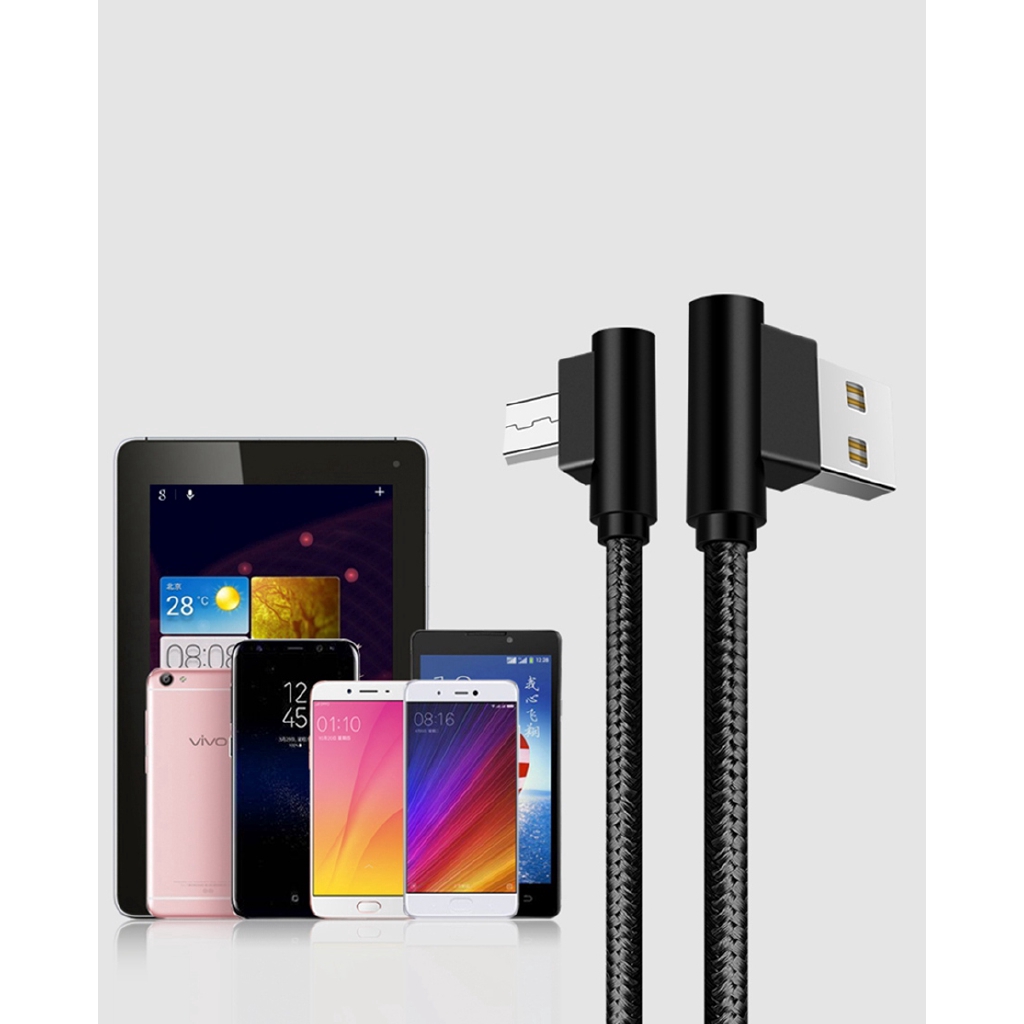 Dây cáp sạc nhanh giắc micro USB góc 90 độ cho Android Xiaomi OPPO