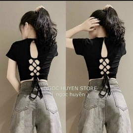 Áo croptop buộc nơ sau kèm mút ngực huyền thoại N06101