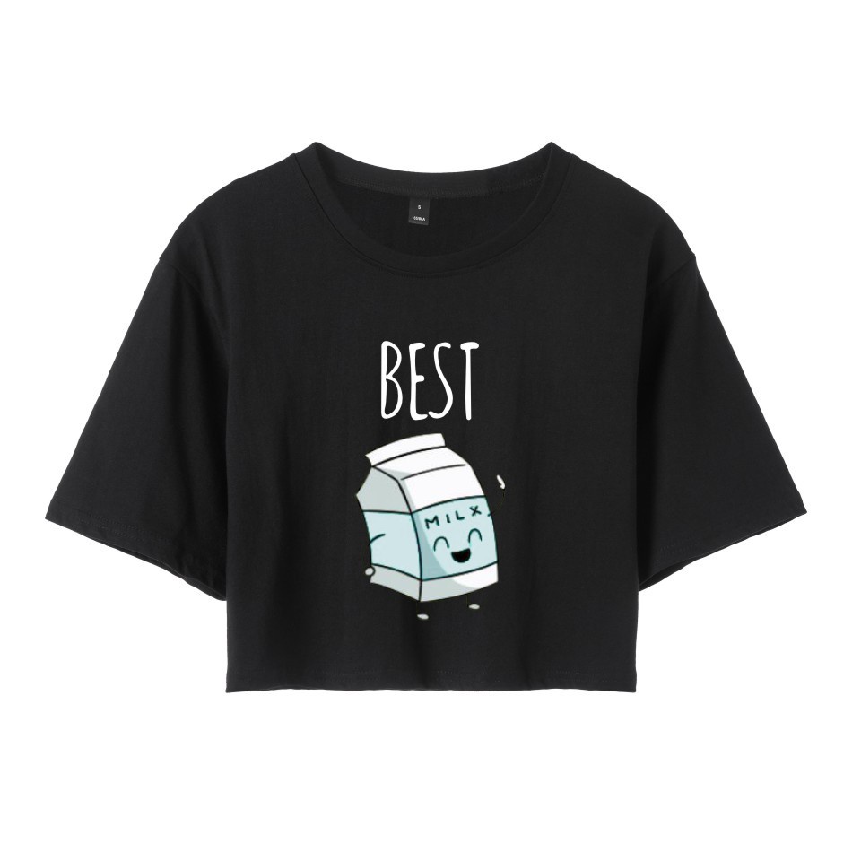 Áo Thun Crotop Form Rộng Tay Ngắn Chất Cotton Mền Mại In Hình Best Milk Ulzzang Style Hàn Quốc TTT0132