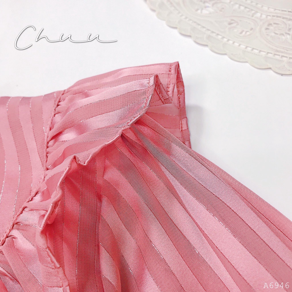 Áo kiểu công sở nữ cổ viền bèo chỉ bạc tay lỡ CHUU A6946 | BigBuy360 - bigbuy360.vn