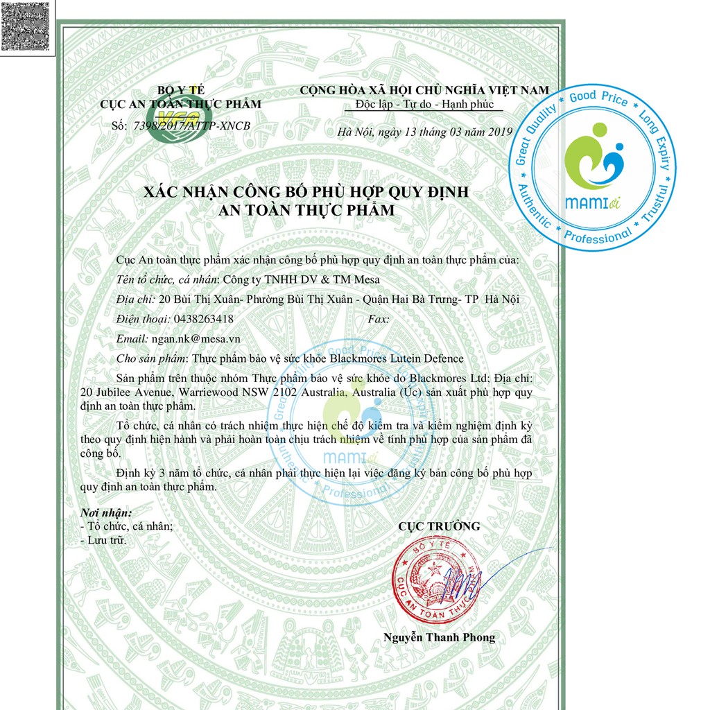 Viên uống  bổ mắt cho người cận thị từ 18 tuổi trở lên Blackmores Lutein Defence, Úc