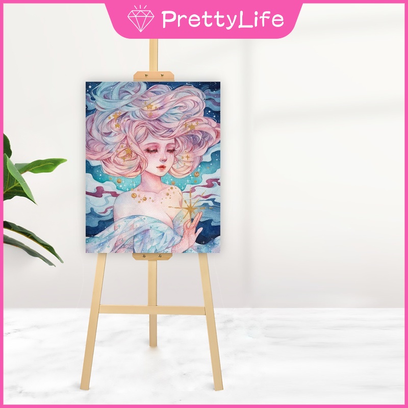 Bộ Tranh Sơn Dầu 40x50cm Tự Làm Hình Cô Gái Dễ Thương Dùng Để Trang Trí Nhà Tiện Dụng + Phụ Kiện