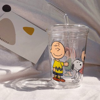 Ly Thủy Tinh Uống Nước In Hình Charlie Brown Snoopy Đáng Yêu