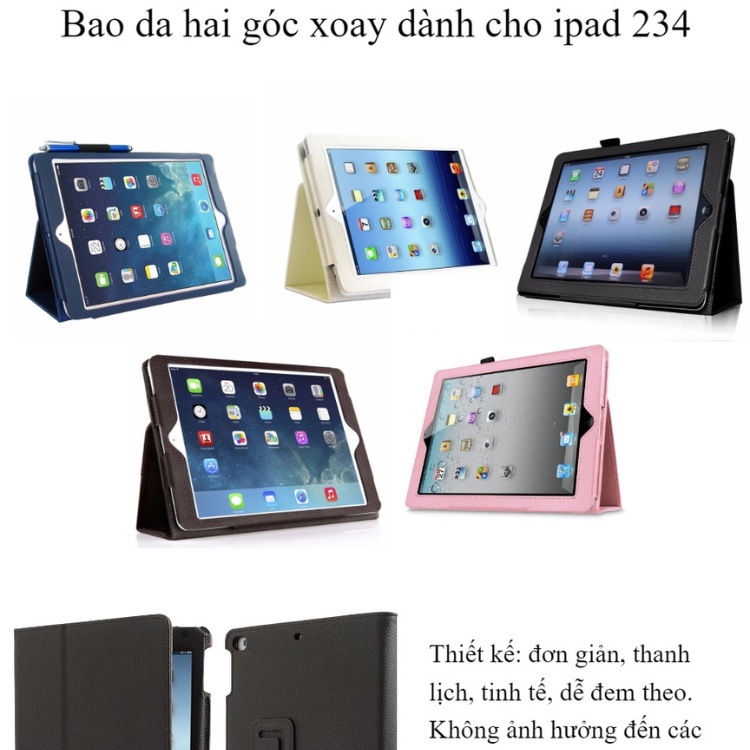 Bao da thiết kế sang trọng hai góc xoay dành cho ipad mini 1/2/3
