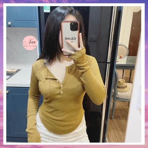 Áo Bozip Nữ Thu Đông Dài Tay Khuy Ngực 3 Màu Tôn Dáng Ôm Body NinaStore - SP000672