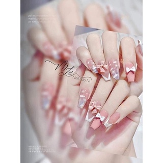 Móng úp, nailbox thiết kế ombre phối màu vẽ mây tiểu thư