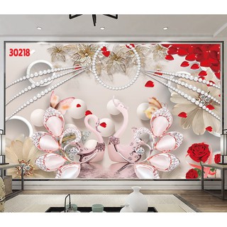 Tranh Dán Tường 3D, Hoa 3D giả Ngọc- Đã tích hợp sẵn keo - 218