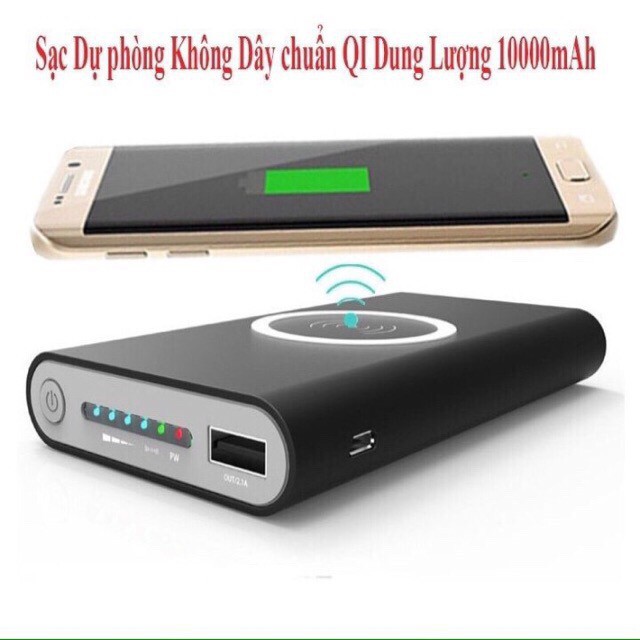 Sạc dự phòng kiêm sạc không dây QI 10000mAh - Nhập Khẩu Chính Hãng