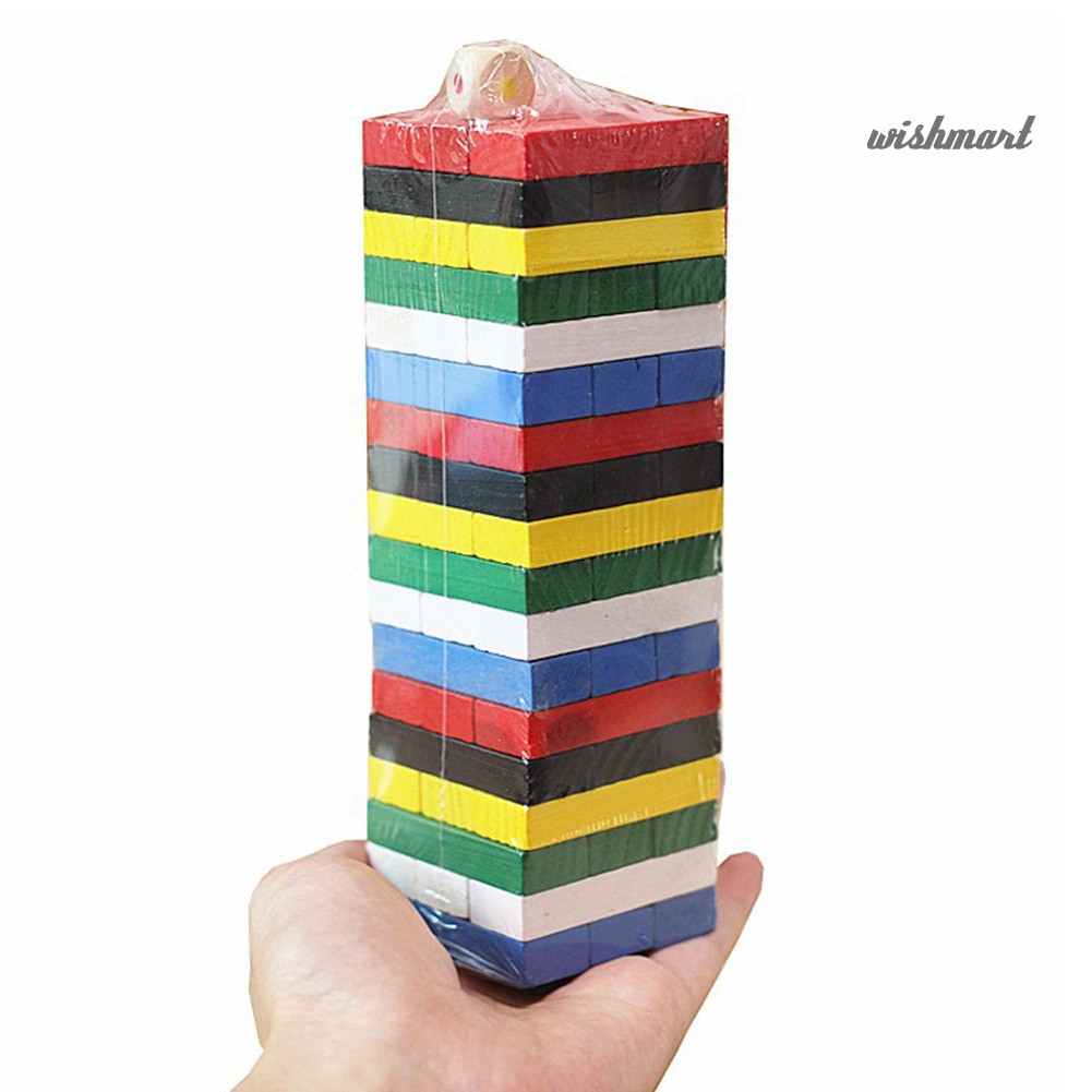 [Wish] 54Pcs Wooden Stacking Tumbling Tower Game Kids Family Dice Building Blocks Toy