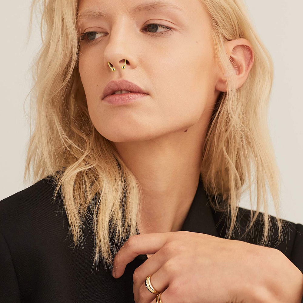 UPSTOP 316L Stainless Steel Faux Septum Rings Non-Piercing Clip On Nose Hoop Rings For Women Girls