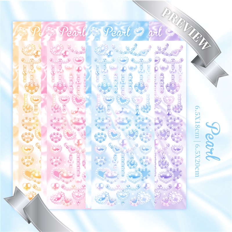 Sticker Hình Trái Tim Ánh Ngọc Trai Lấp Lánh Dùng Trang Trí Ảnh