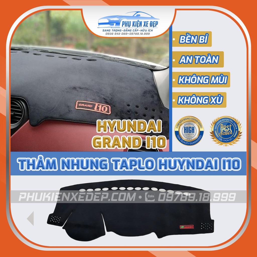 Thảm taplo ô tô lông cừu HÀNG LOẠI I xe Hyundai GRAND i10 có 3 lớp, chống Trượt