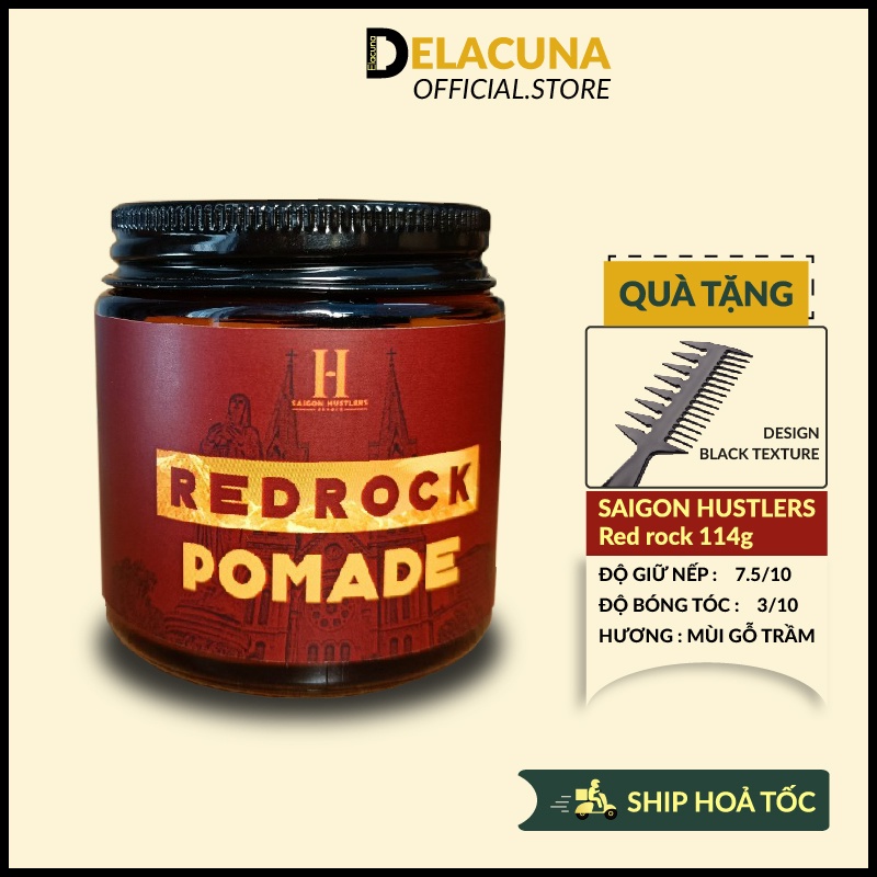 Sáp vuốt tóc nam pomade Red Rock Saigon Hustlers chính hãng cao cấp Delacuna RR01