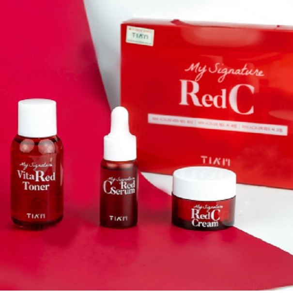 [SALE RẺ - HSD 11/2022] Tách set Bộ kit 3 món dưỡng trắng, mờ thâm, làm đều màu da Tia'm My Signature Red C Kit 67ml