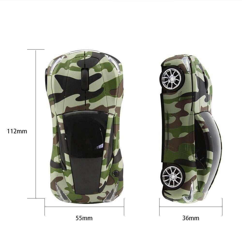 Chuột Quang Không Dây 2.4G Hình Xe Hơi 3D Có Đèn LED Cho Laptop PC Windows