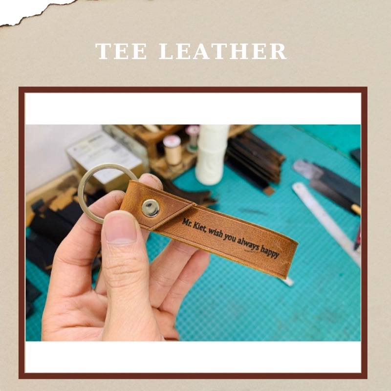 Móc Khoá Da Thật Khắc Tên Theo Yêu Cầu - TEE LEATHER