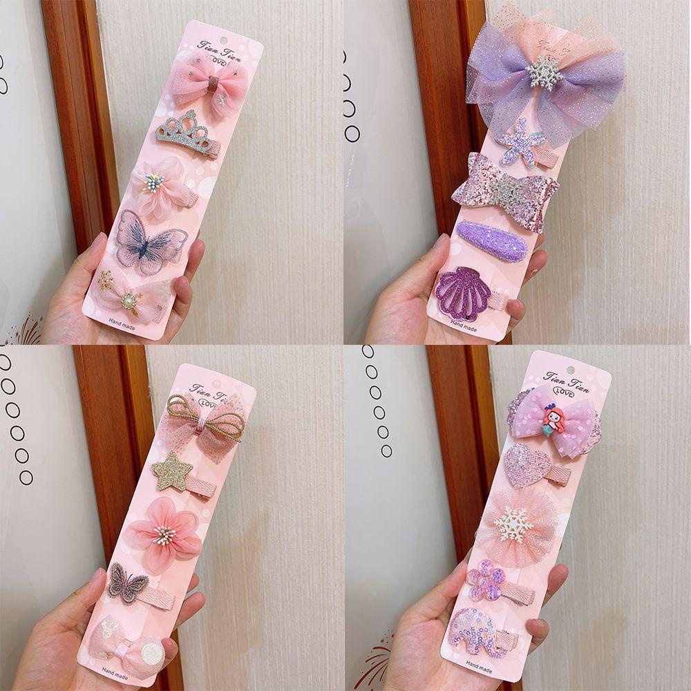 Set 5 Kẹp Tóc Nơ Xinh Xắn Dành Cho Bé Gái