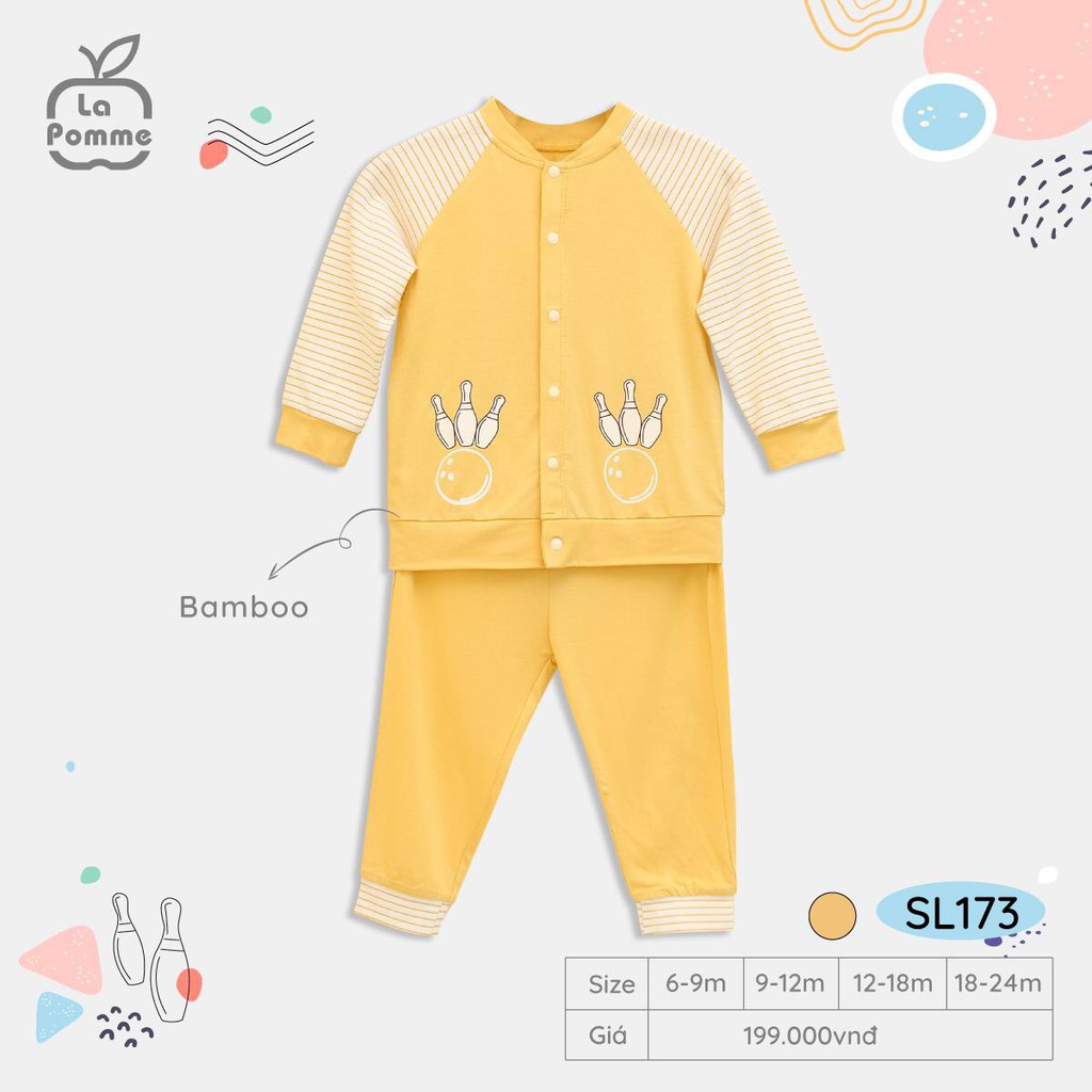 [CHÍNH HÃNG] Bộ dài tay cúc giữa họa tiết gấu nhỏ ú oà 14032 La Pomme