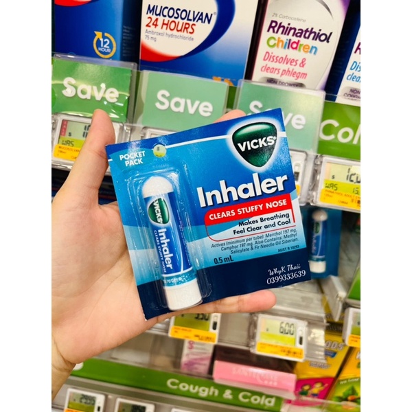 Ống hít mũi Vicks Inhaler Date 2025 hàng siêu thị Sing
