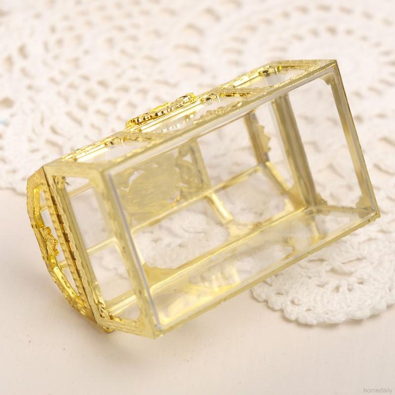 Hộp nhựa đựng kẹo/ quà tặng hình chiếc rương kho báu Boite Dragees De Mariage trong suốt