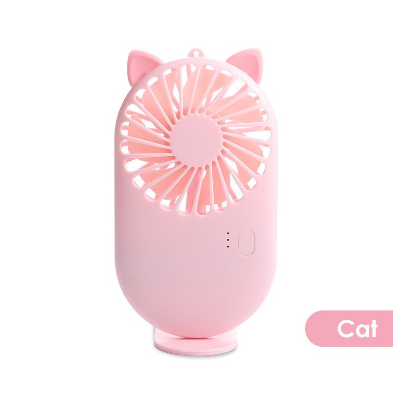 [ BÁN SỈ ] QUẠT MINI POCKET FAN, Quạt mini Cầm Tay Hình Thú - Đế Để Bàn Kèm Giá Đỡ Điện Thoại Dùng Pin, Có Sạc